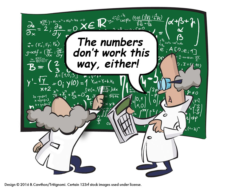 Cartoon of mathematicians with blackboard